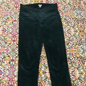J Crew velvet pants, dark green, size 27